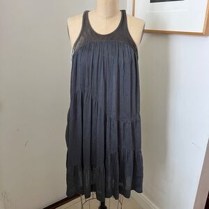 Charcoal Velvet Trimmed and Silk Tent Dress